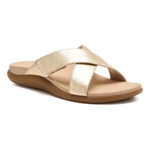 NEW Abeo Womens Size 9 Gold Leather Laguna Slide Sandal Metatarsal Footbed $99
